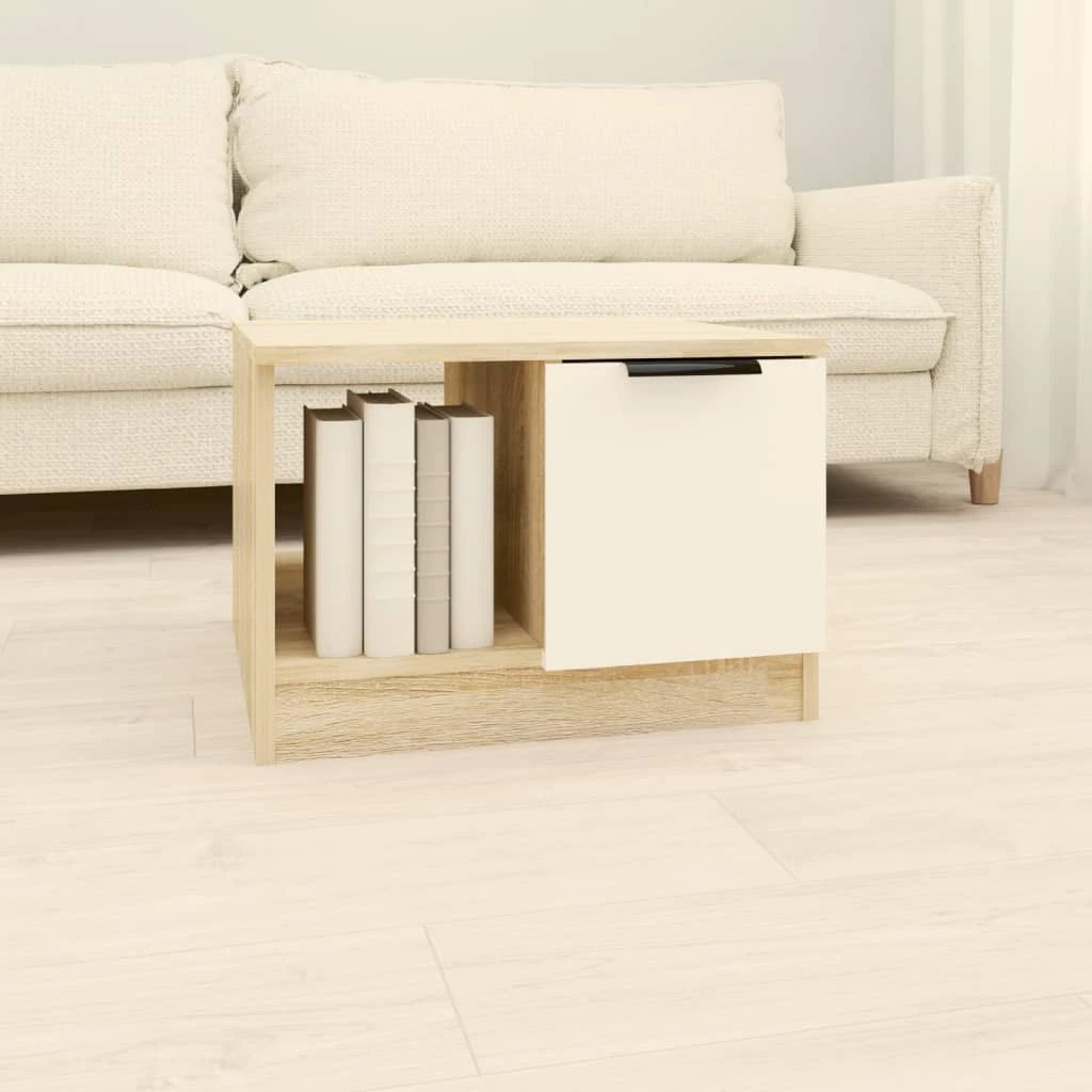 VidaXL Coffee Table 50x50x36 cm Smoked Oak Engineered Wood With Two Compartments Living Room by vidaXL