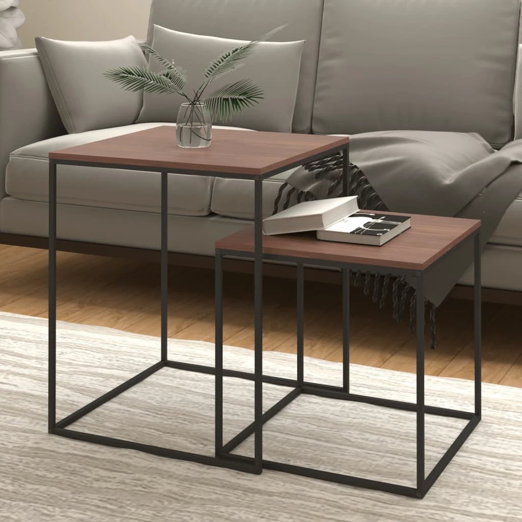 vidaXL VidaXL Coffee Table Set Two Sizes Engineered Wood Metal Living Room - Coffee Table