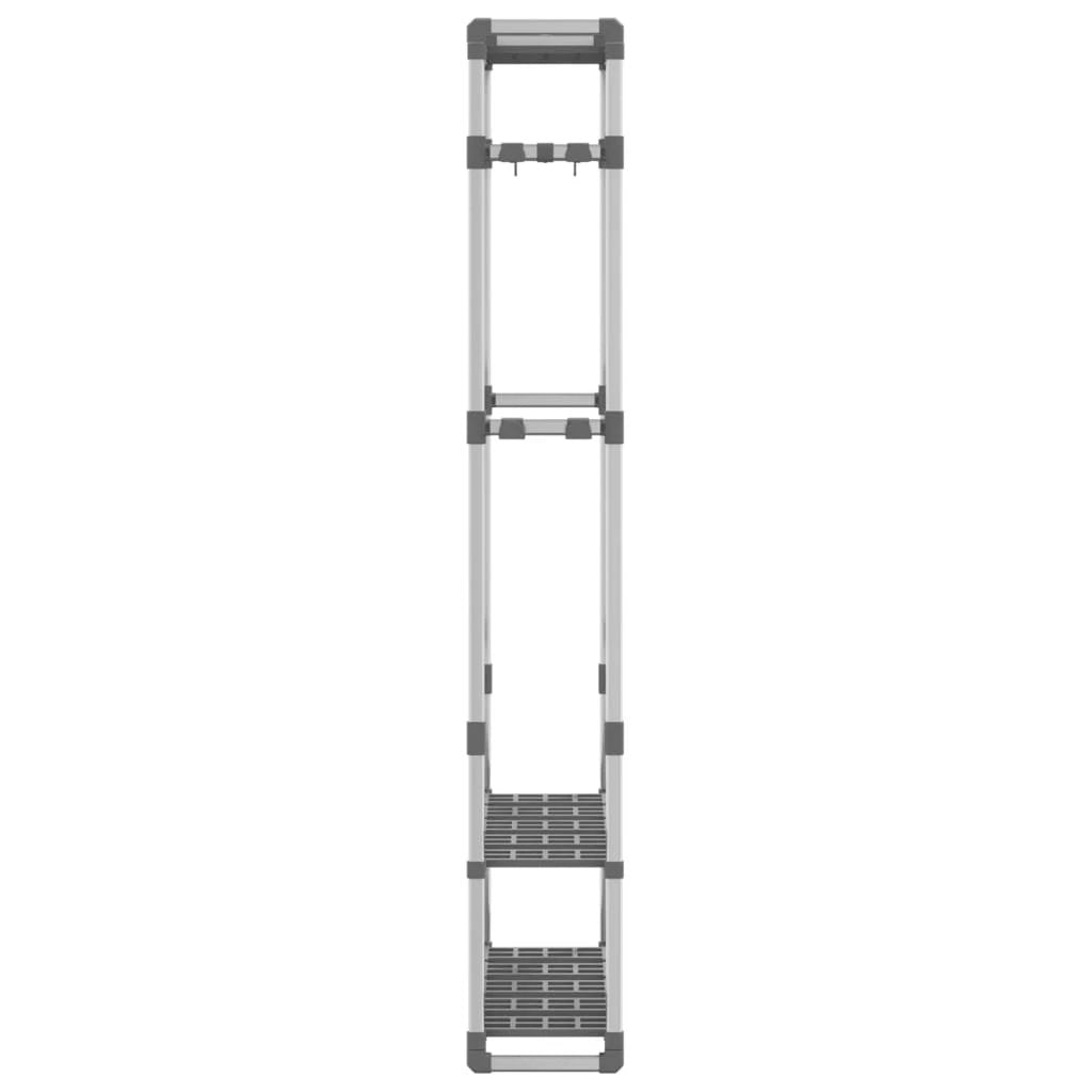 vidaXL Premium Aluminium 3 Tier Clothes Rack 59x29x192 Cm With Hanging Rail And 3 Shelves For Home Use - Wardrobe
