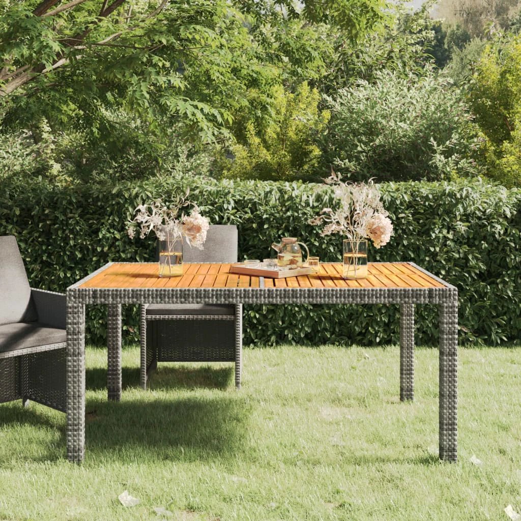 vidaXL Garden Table 90x90x75 cm Poly Rattan and Acacia Wood Black by vidaXL
