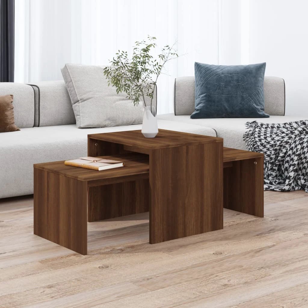 vidaXL vidaXL Coffee Table Set Smoked Oak 100x48x40 cm Engineered Wood Modern Living Room Decor - Coffee Table