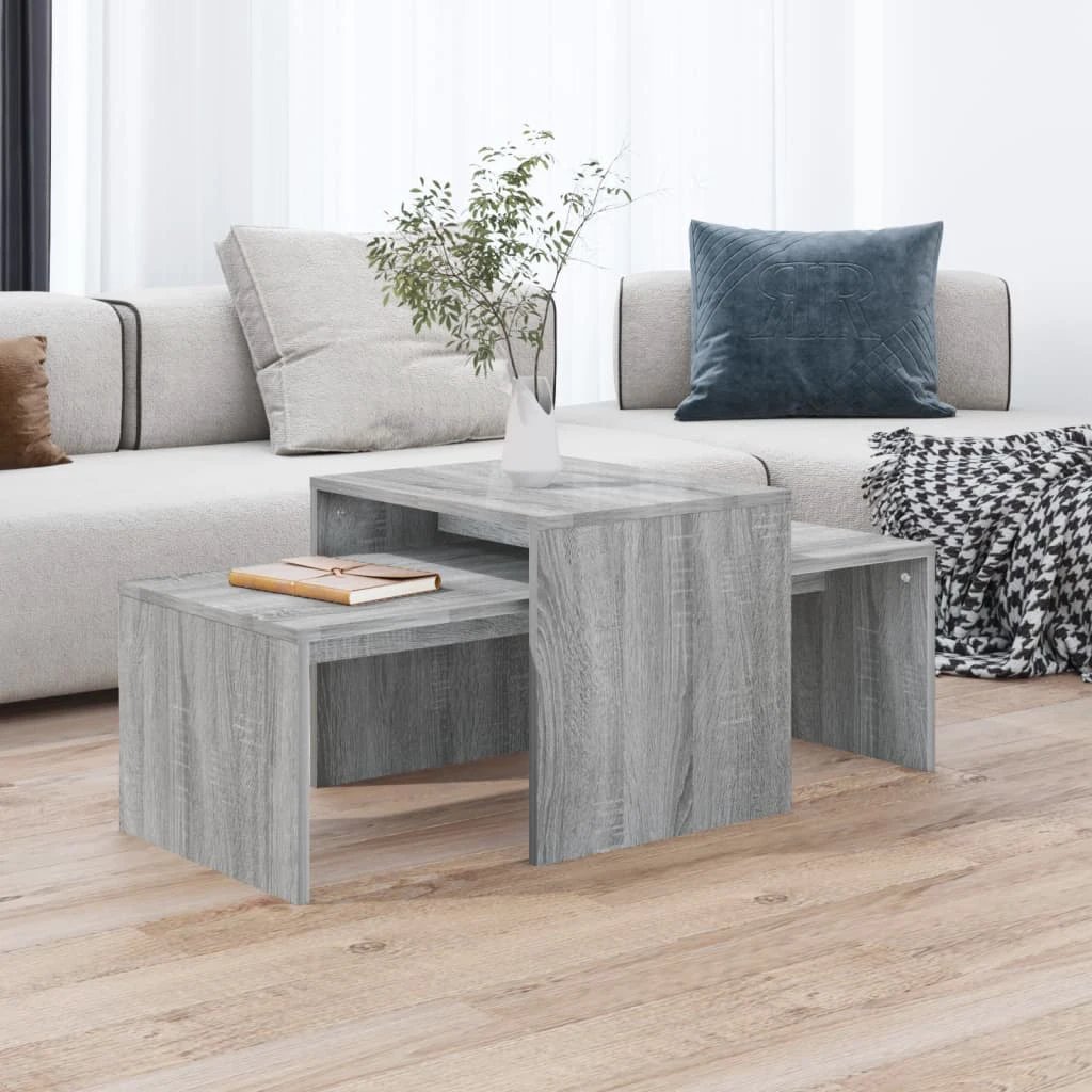 vidaXL vidaXL Coffee Table Set Smoked Oak 100x48x40 cm Engineered Wood Modern Living Room Decor - Coffee Table
