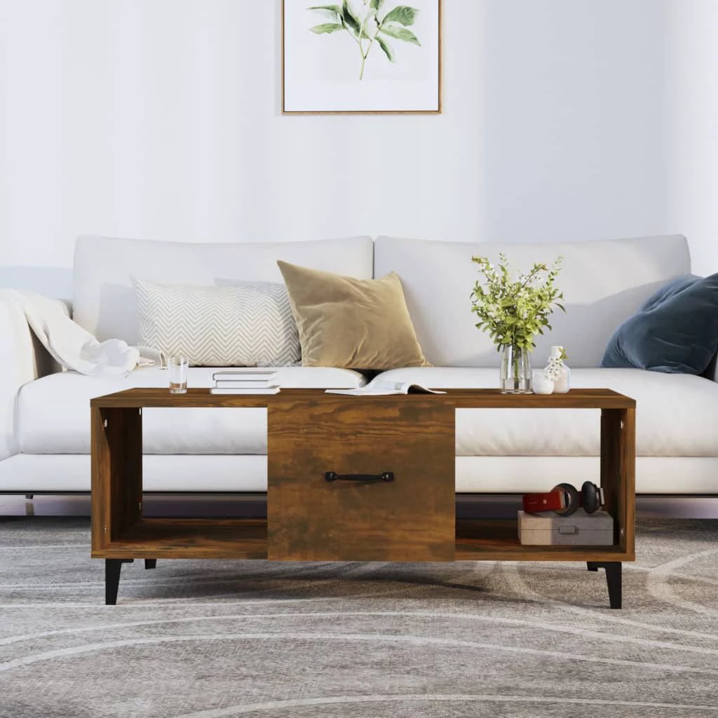 VidaXL Coffee Table 102x50x40 cm Smoked Oak Engineered Wood With Ample Storage Space Living Room by vidaXL