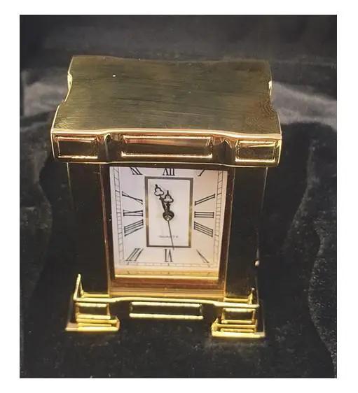 Miniture Miniature Clock Rectangle French Mantel Gold Polished Solid Brass IMP38 - CLEARANCE NEEDS RE-BATTERY - Clock