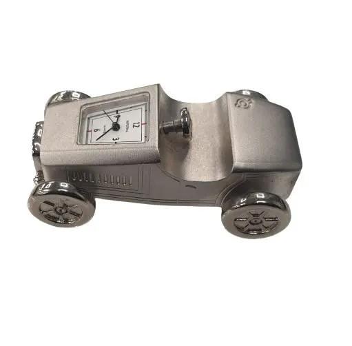 Miniture Miniature Clock Silver Plated Car Solid Brass IMP66 - CLEARANCE NEEDS RE-BATTERY - Clock