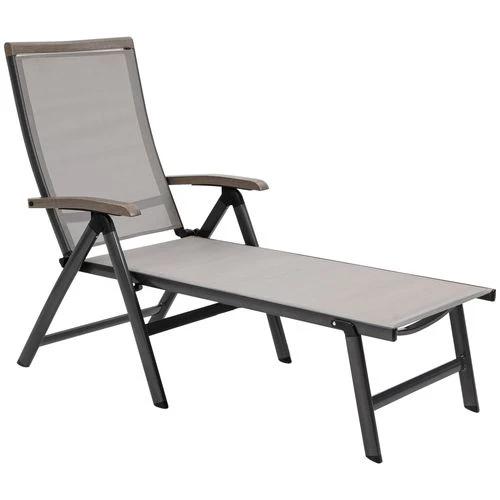 Folding Sun Lounger, Adjustable Aluminium Frame Brown by Outsunny