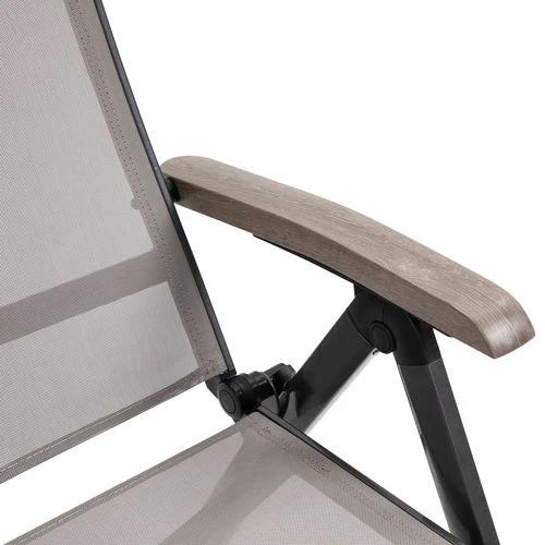 Folding Sun Lounger, Adjustable Aluminium Frame Brown by Outsunny