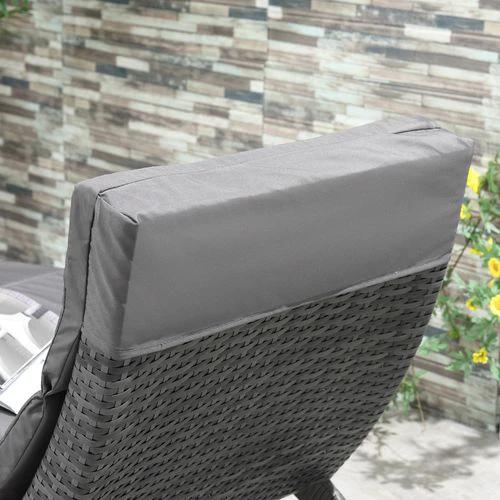 Outsunny Garden Patio Rattan Wicker Folding Sun Lounger Cushion Grey - Sun Lounger
