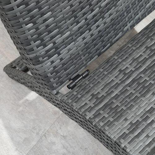 Outsunny Garden Patio Rattan Wicker Folding Sun Lounger Cushion Grey - Sun Lounger