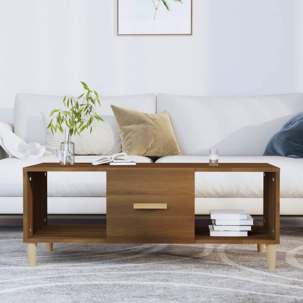 vidaXL VidaXL Premium Coffee Table 102x50x40 cm Smoked Oak Engineered Wood for Living Room - Coffee Table