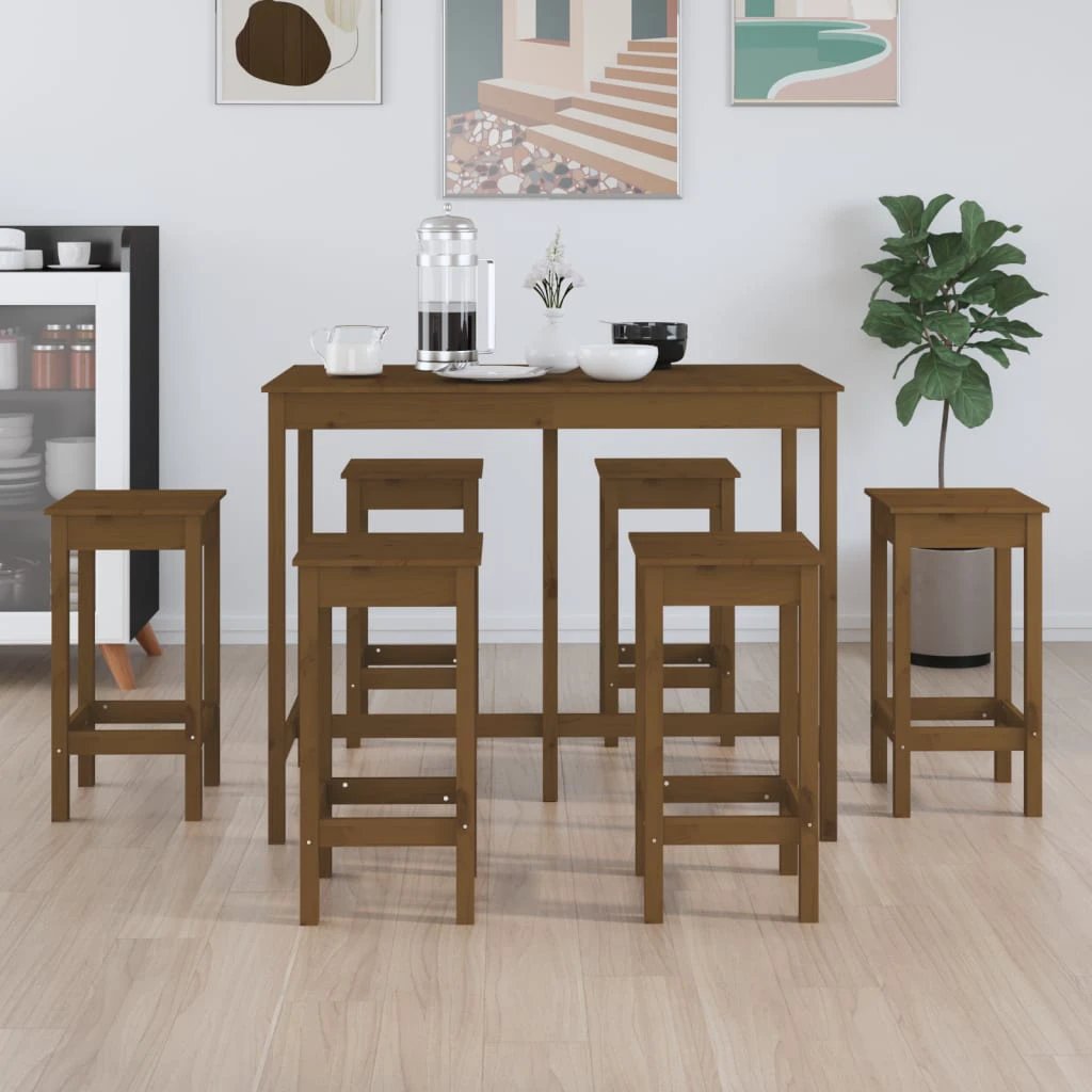 vidaXL vidaXL 7 Piece Bar Set Solid Wood Pine - Dining Set