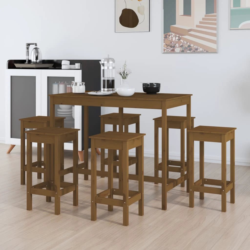 vidaXL vidaXL 7 Piece Bar Set Solid Wood Pine - Dining Set