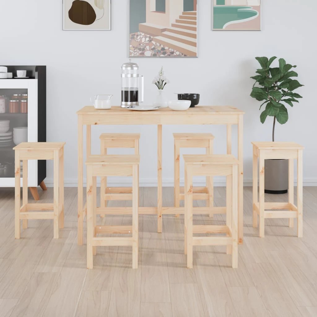vidaXL vidaXL 7 Piece Bar Set Solid Wood Pine - Dining Set