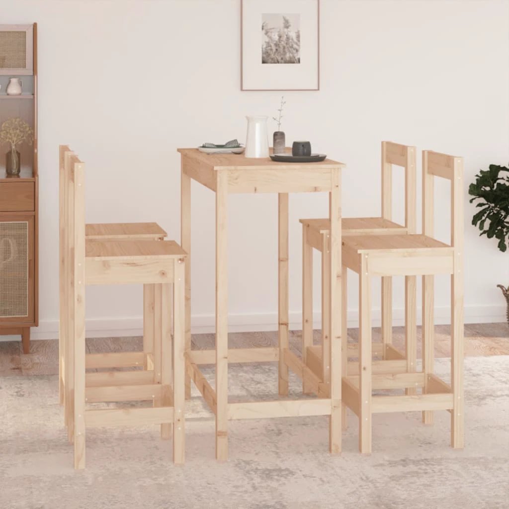 vidaXL vidaXL 5 Piece Bar Set Honey Brown Solid Wood Pine - Dining Set