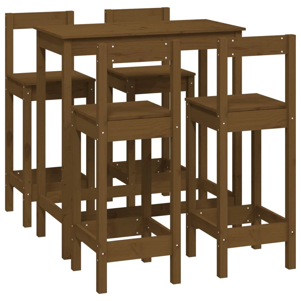 vidaXL vidaXL 5 Piece Bar Set Honey Brown Solid Wood Pine - Dining Set