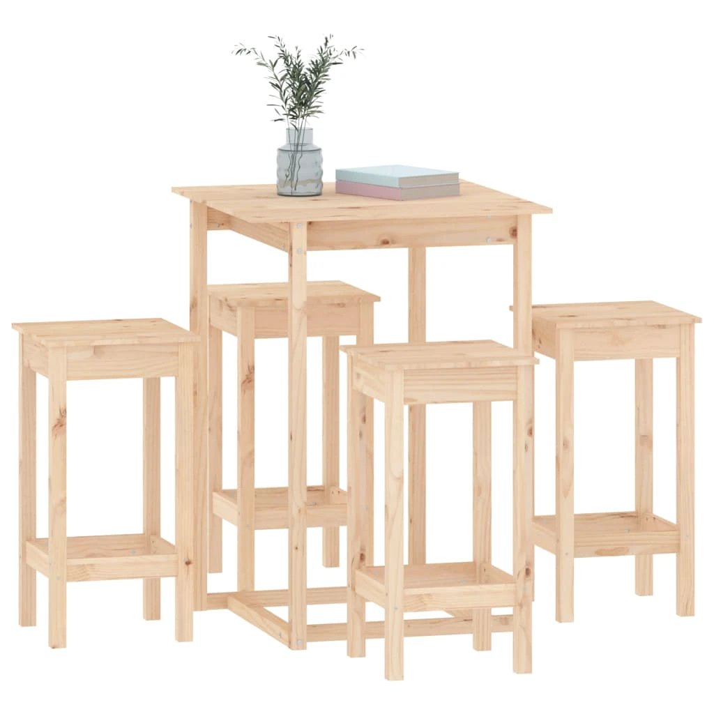 vidaXL 5 Piece Bar Set Solid Wood Pine by vidaXL
