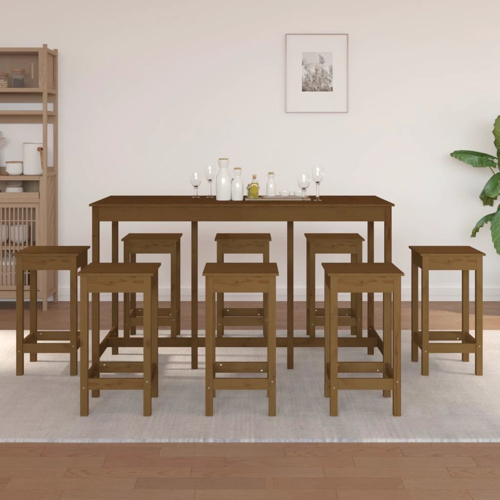 vidaXL vidaXL 9 Piece Bar Set Solid Wood Pine - Dining Set