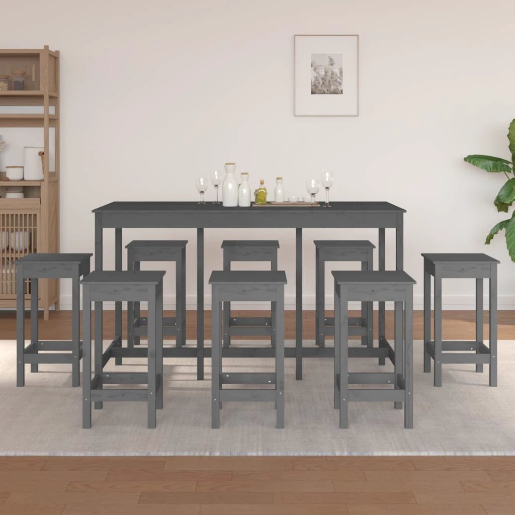 vidaXL 9 Piece Bar Set Solid Wood Pine by vidaXL