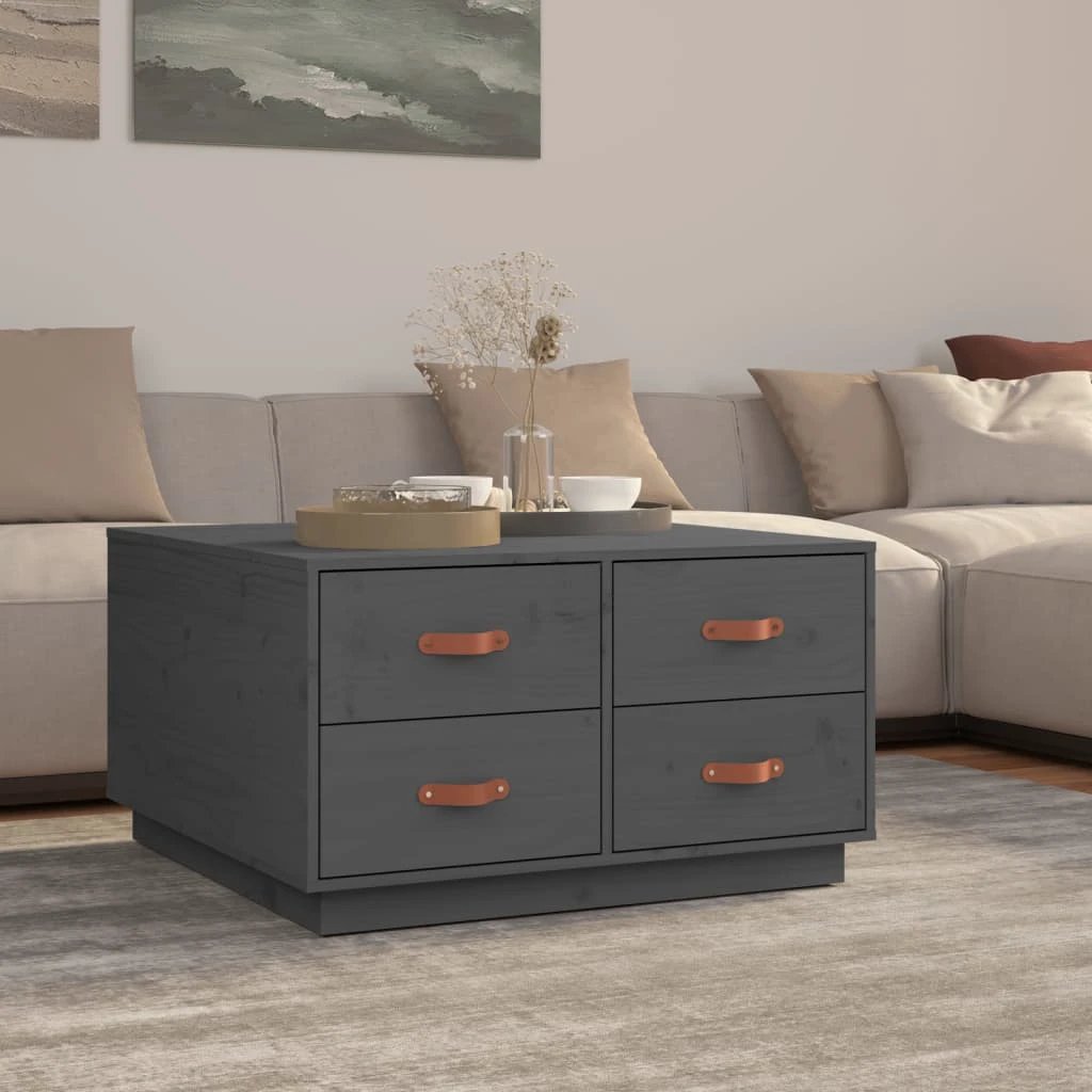 vidaXL vidaXL Coffee Table 80x80x45 cm Solid Pine Wood with 4 Drawers for Living Room Decor - Coffee Table