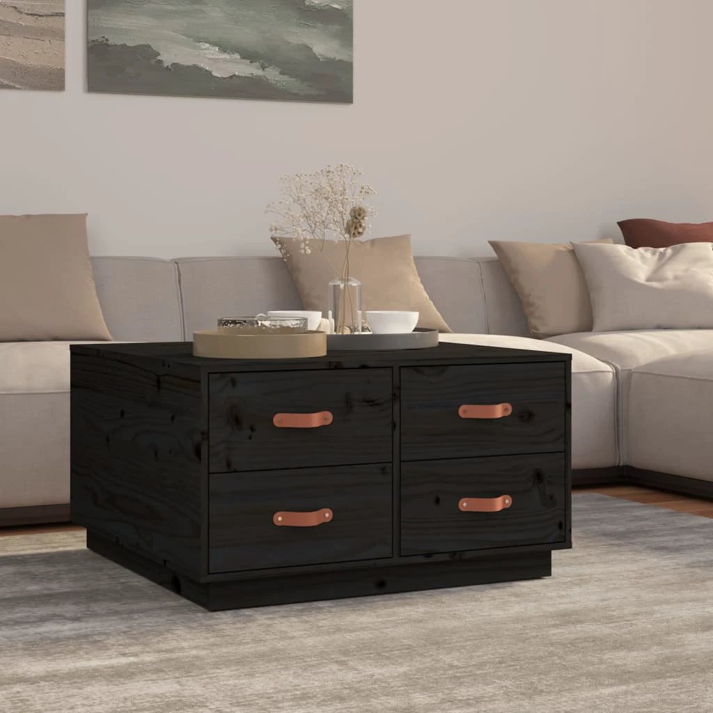 vidaXL vidaXL Coffee Table 80x80x45 cm Solid Pine Wood with 4 Drawers for Living Room Decor - Coffee Table