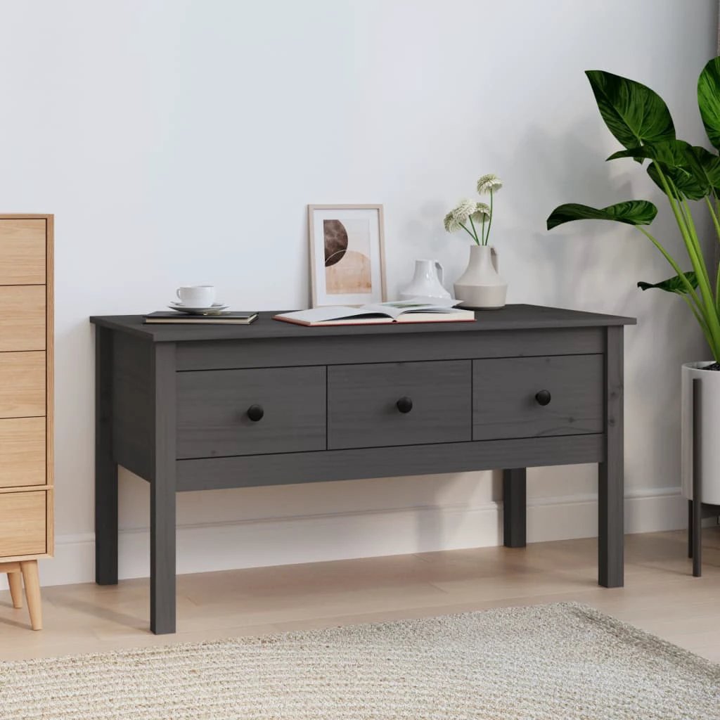 VidaXL Coffee Table 102x49x55 cm Solid Pine Wood with Storage Drawers for Living Room by vidaXL