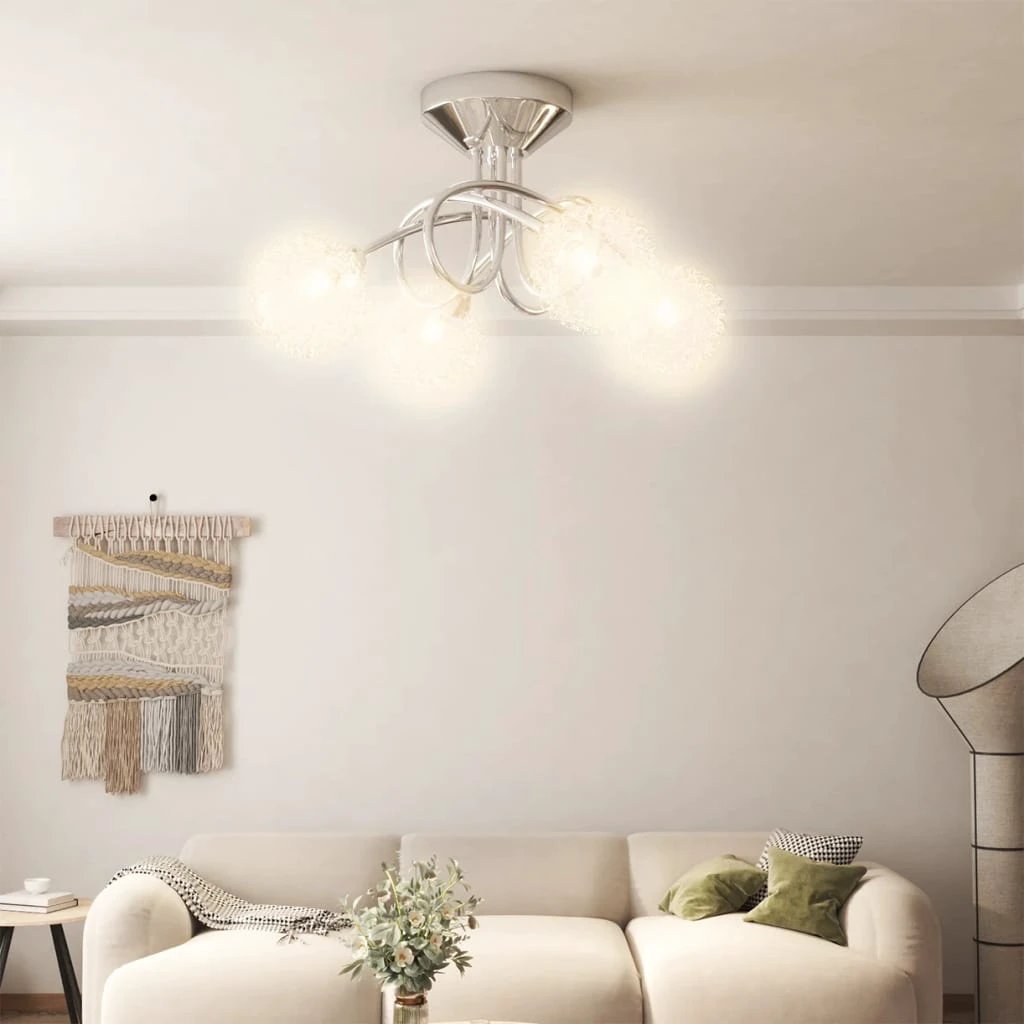 vidaXL Pro Ceiling Lamp 4 Light Mesh Wire Shades Home - Ceiling Lights