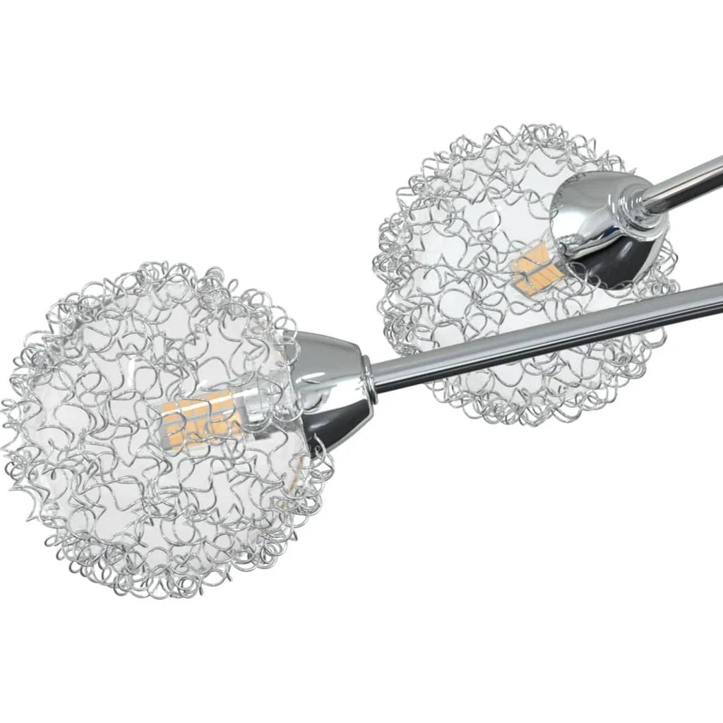 vidaXL Premium Ceiling Light Five Light Mesh Wire Glass Shades Chrome Finish For Modern Living Rooms - Ceiling Lights