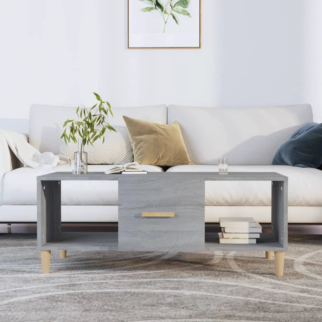 vidaXL VidaXL Premium Coffee Table 102x50x40 cm Smoked Oak Engineered Wood for Living Room - Coffee Table