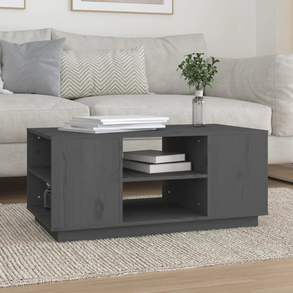 vidaXL VidaXL Coffee Table 90x49x40.5 cm Solid Pine Wood With Open Shelves For Living Room - Coffee Table