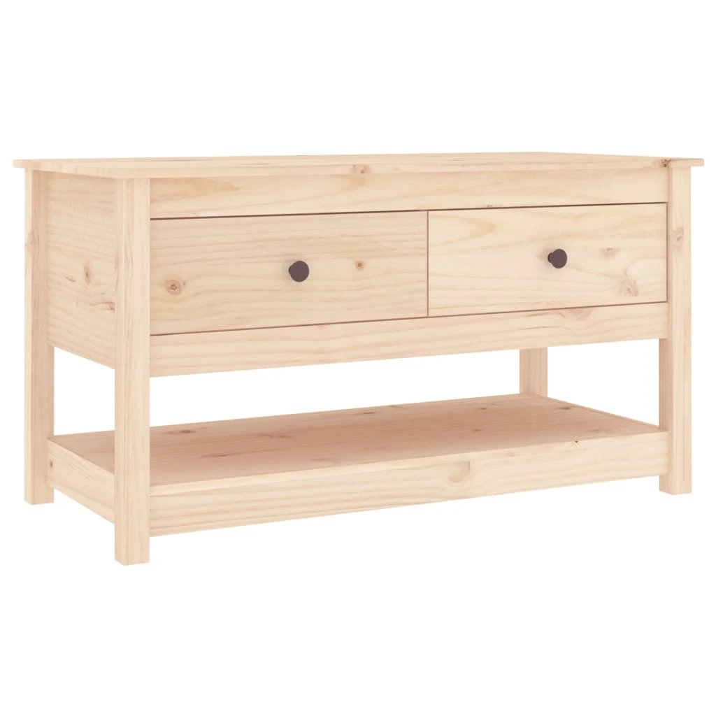 vidaXL Solid Pine Coffee Table 102X49X55 cm Two Drawers and Shelf Living Room Storage Rustic Finish - Coffee Table