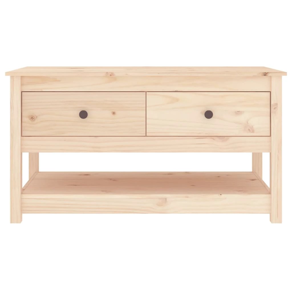 vidaXL Solid Pine Coffee Table 102X49X55 cm Two Drawers and Shelf Living Room Storage Rustic Finish - Coffee Table