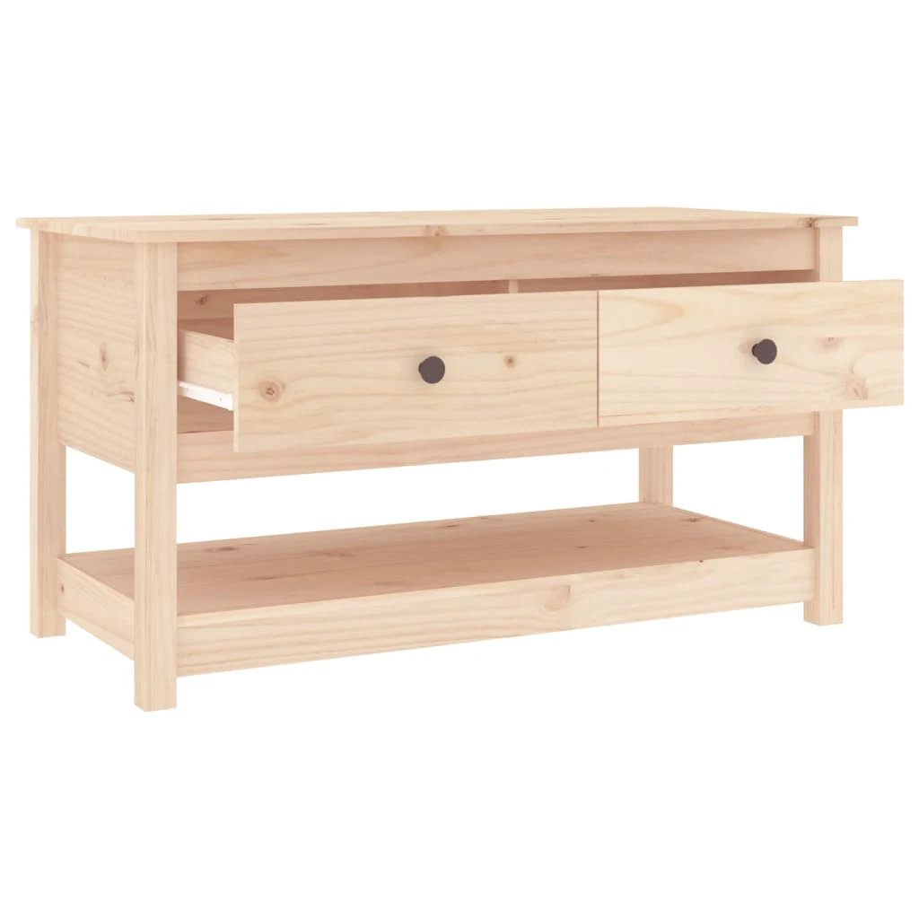 Solid Pine Coffee Table 102X49X55 cm Two Drawers and Shelf Living Room Storage Rustic Finish by vidaXL