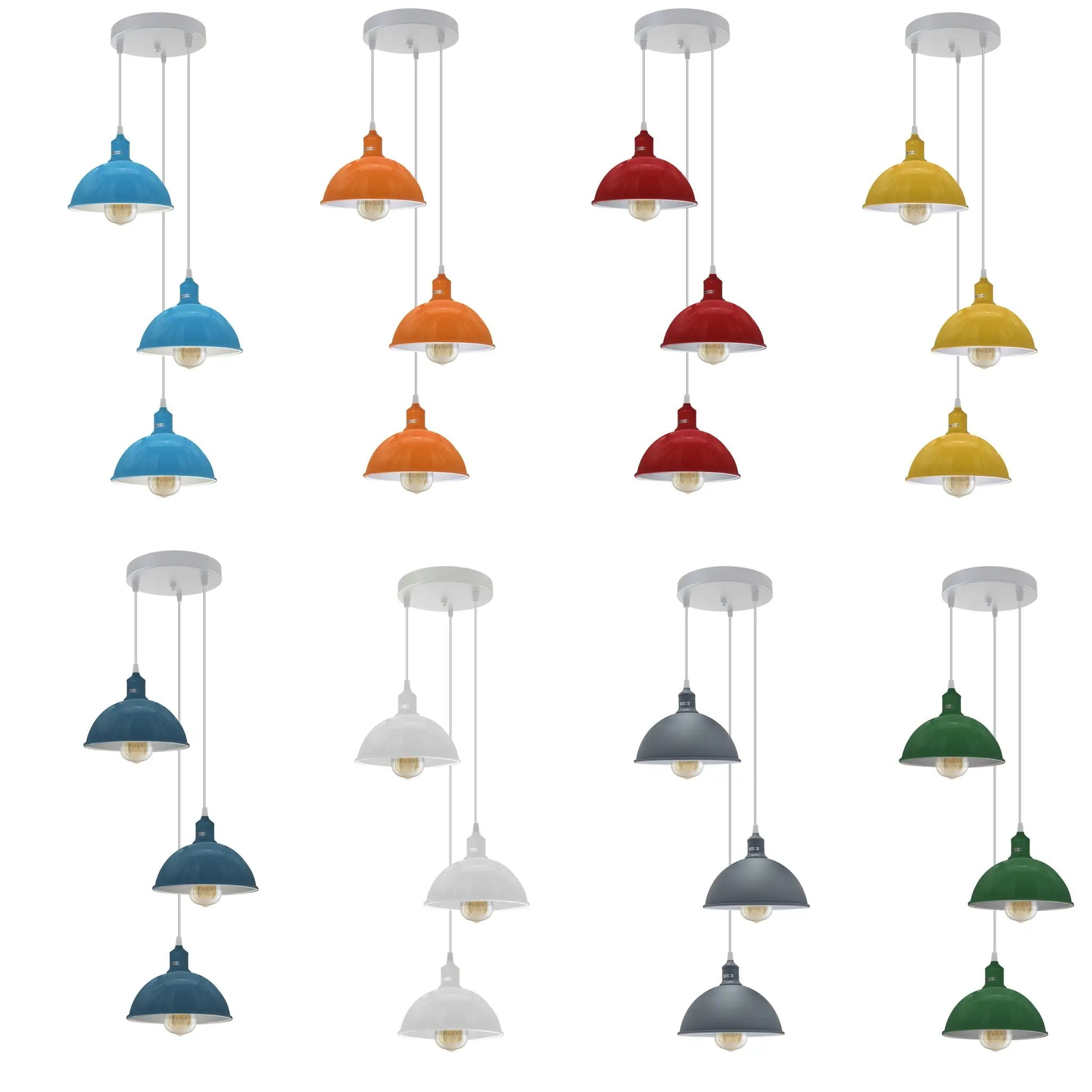 Ledsone Vintage Industrial Round Three Outlet 21cm Pendant Retro Ceiling Light E27Edison - Pendant Lights