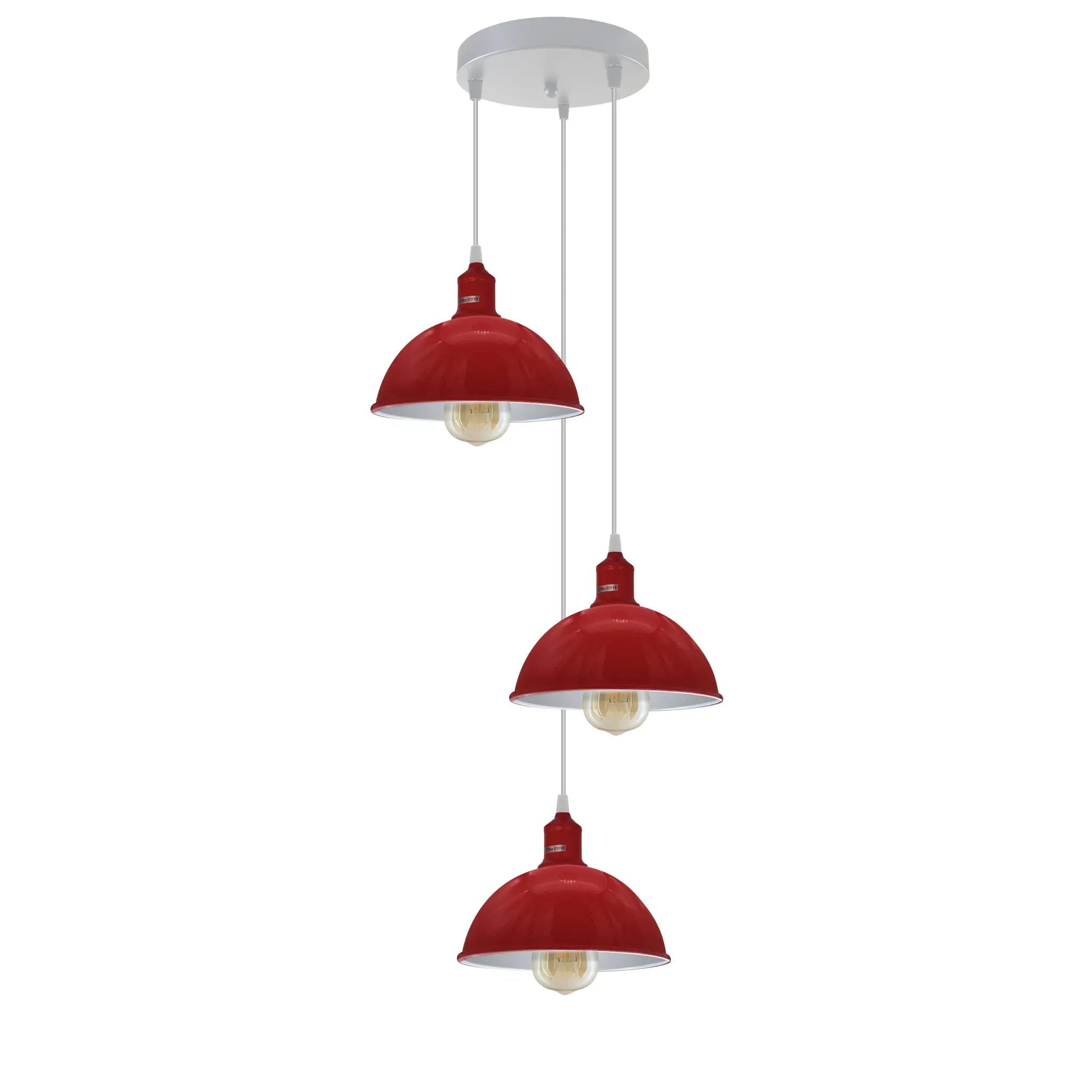 Ledsone Vintage Industrial Round Three Outlet 21cm Pendant Retro Ceiling Light E27Edison - Pendant Lights