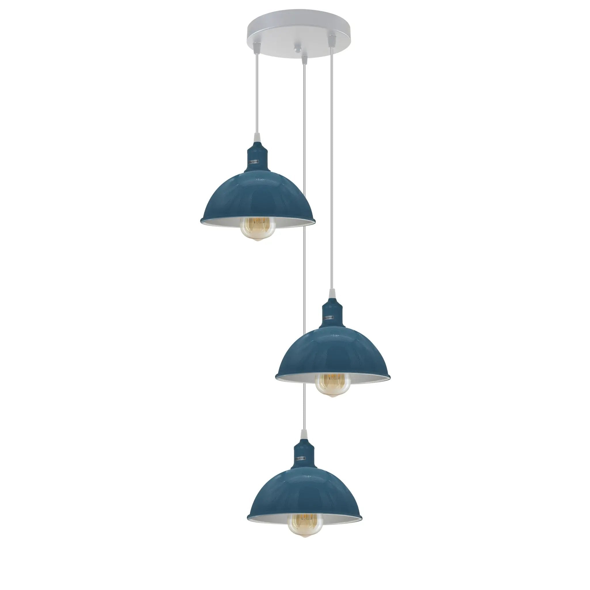 Ledsone Vintage Industrial Round Three Outlet 21cm Pendant Retro Ceiling Light E27Edison - Pendant Lights