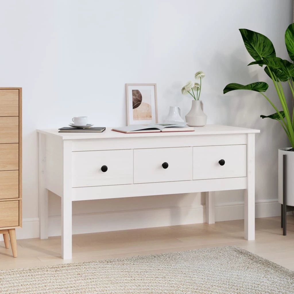VidaXL Coffee Table 102x49x55 cm Solid Pine Wood with Storage Drawers for Living Room by vidaXL
