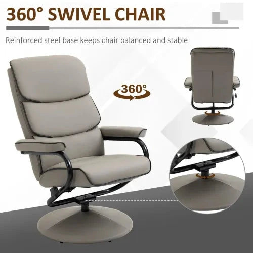 Faux Leather Recliner Chair w/ Ottoman, 135 Adjustable Backrest & Thick Padding - Recliner