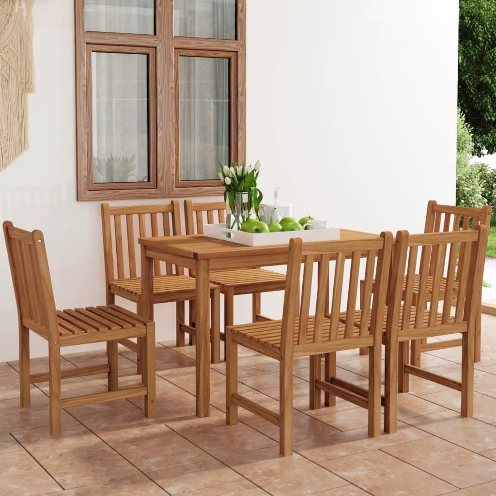 vidaXL Premium Teak Garden Dining Set for 6 Solid Teak Wood Outdoor - Garden Set