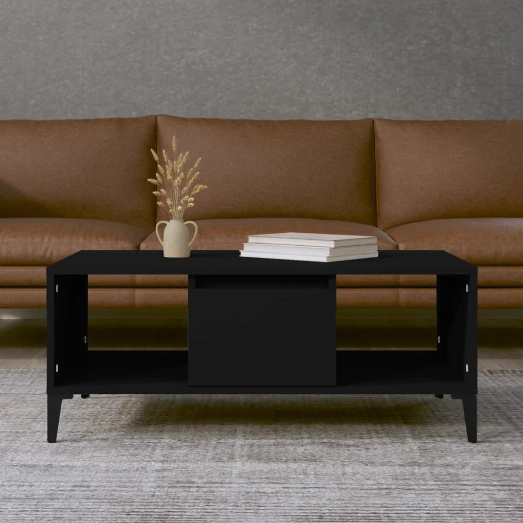 vidaXL VidaXL Coffee Table 90x50x36.5 cm Engineered Wood With Drawer And Open Shelves For Living Room - Coffee Table