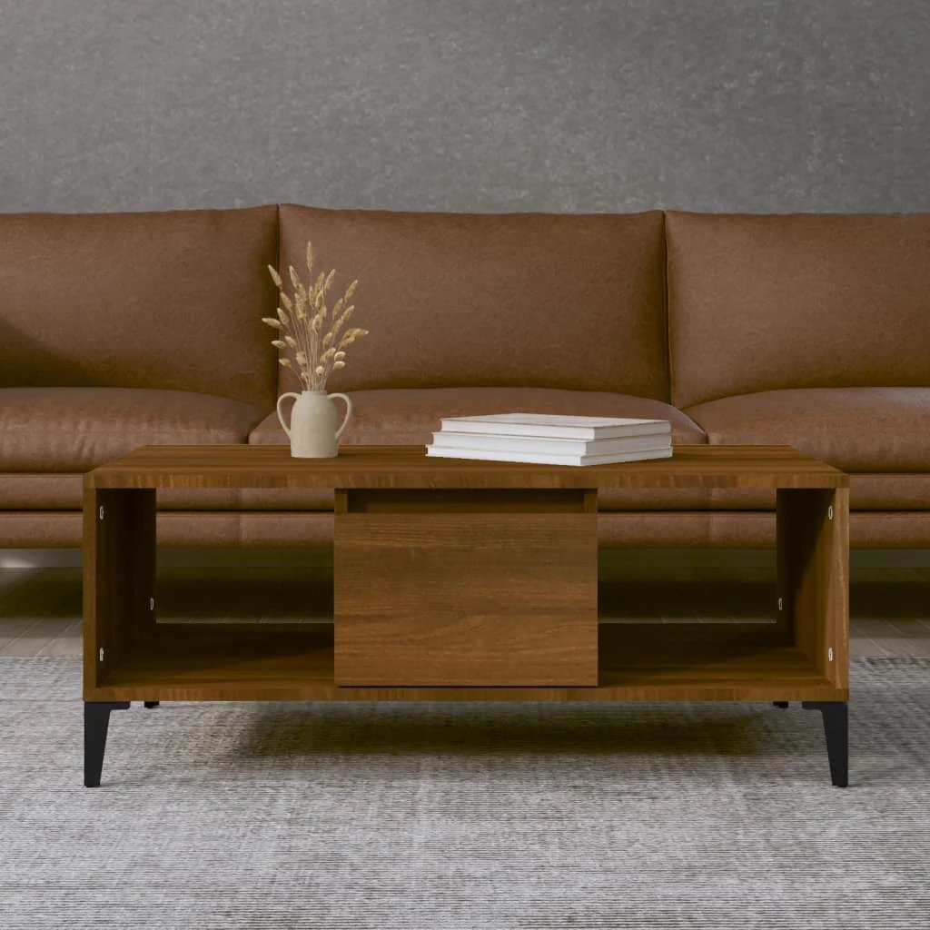 vidaXL VidaXL Coffee Table 90x50x36.5 cm Engineered Wood With Drawer And Open Shelves For Living Room - Coffee Table