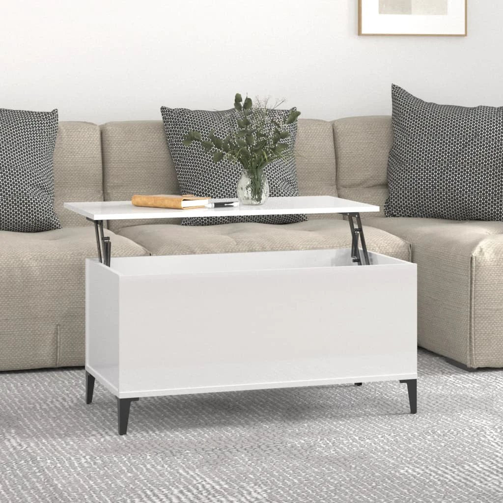 vidaXL Lift Top Coffee Table White 60x44.5x45 cm Engineered Wood With Storage For Living Rooms by vidaXL