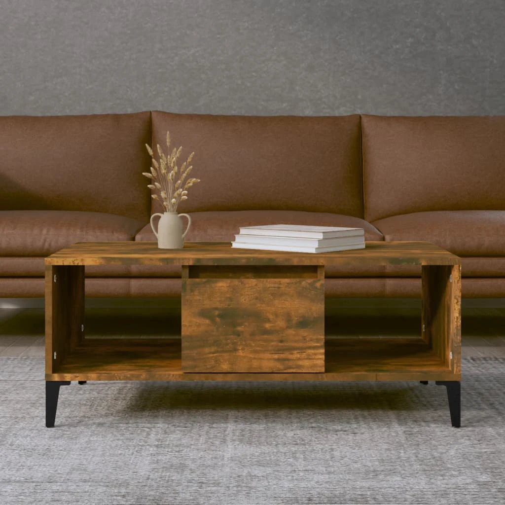 vidaXL VidaXL Coffee Table 90x50x36.5 cm Engineered Wood With Drawer And Open Shelves For Living Room - Coffee Table