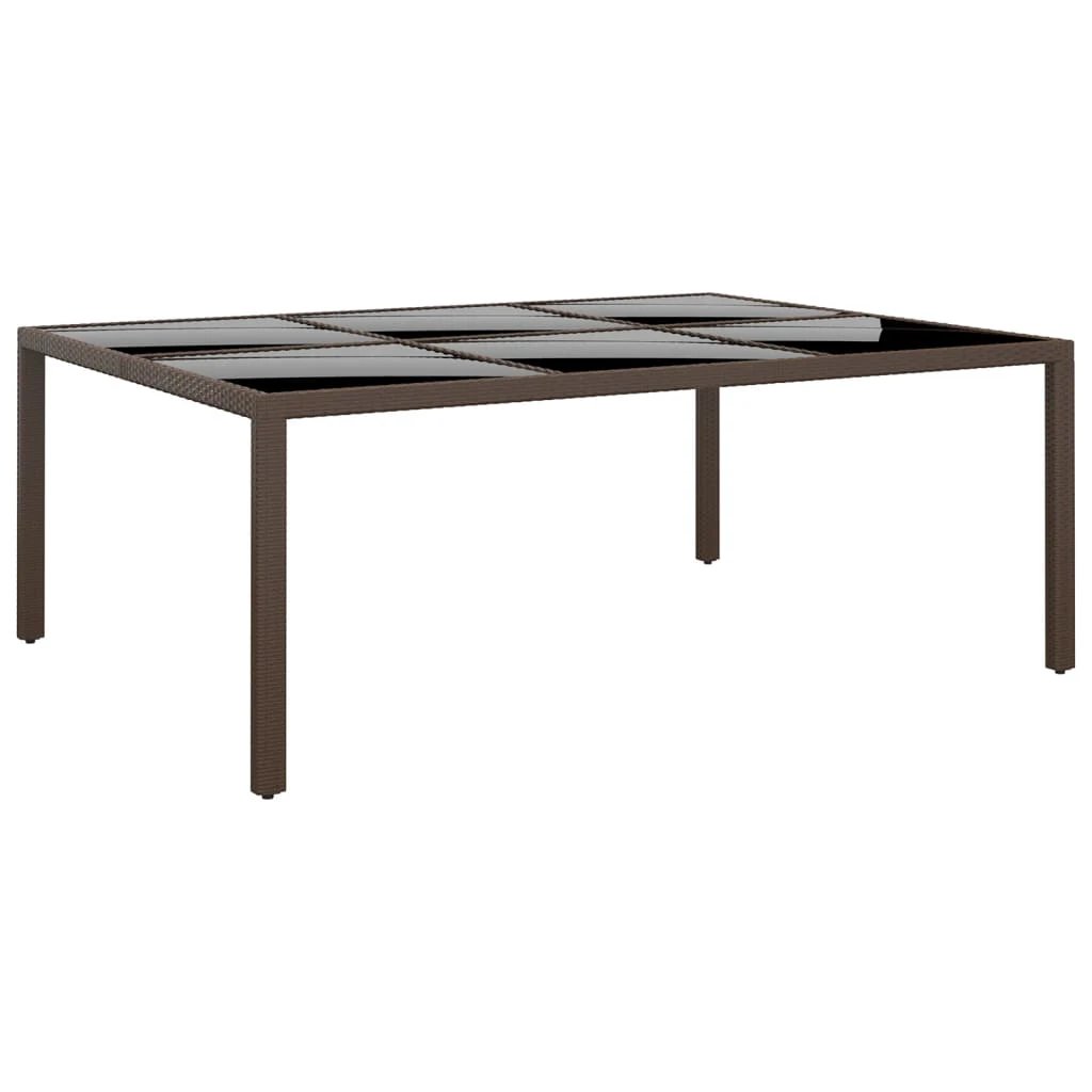 vidaXL Garden Table 200x150x75 cm Tempered Glass and Poly Rattan Black by vidaXL