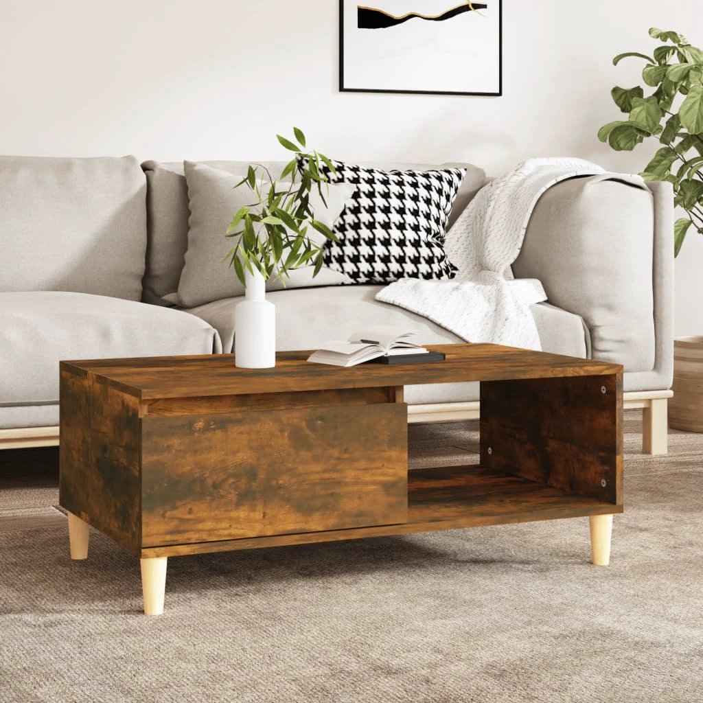 vidaXL Coffee Table 90x50x36.5 cm Engineered Wood With Drawer And Open Shelf For Modern Living Rooms by vidaXL