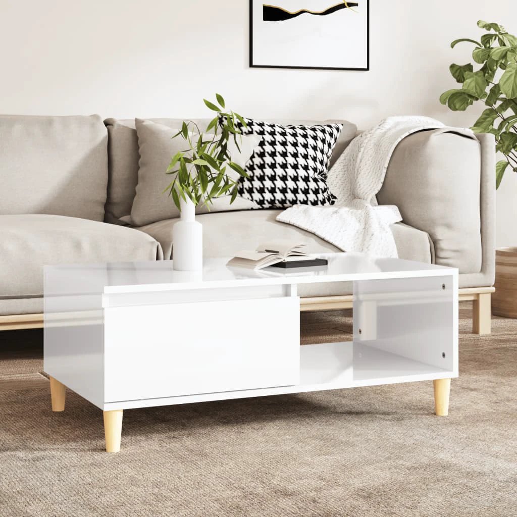 vidaXL Coffee Table 90x50x36.5 cm Engineered Wood With Drawer And Open Shelf For Modern Living Rooms by vidaXL