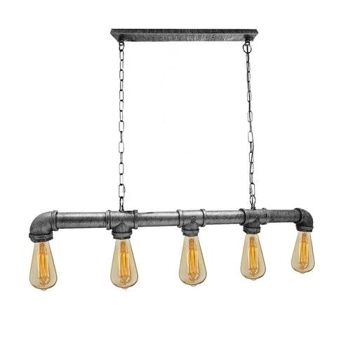 Ledsone Brushed Silver Waterpipe Ceiling Light Five Lamp 82.5cm L 100cm H Industrial For Cafes And Bars - Ceiling Lights