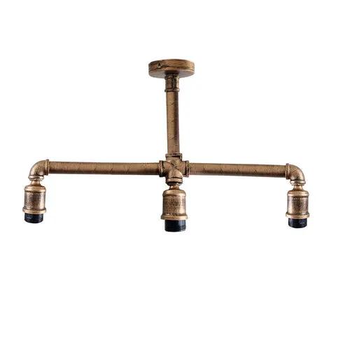 LEDSON Brushed Copper 3 Head Loft Industrial Water Pipe Pendant Light E27 Lamp~1859 - Pendant Lights