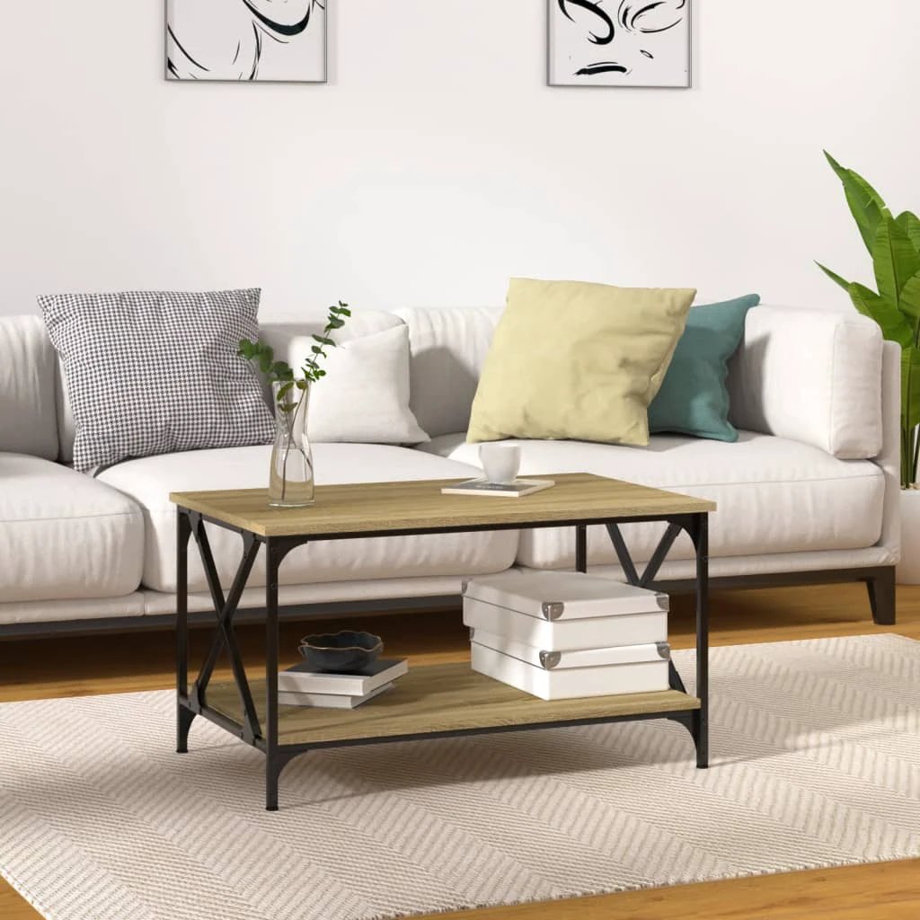 VidaXL Coffee Table 100x50x45 Cm Engineered Wood and Iron Black For Living Room Decor by vidaXL