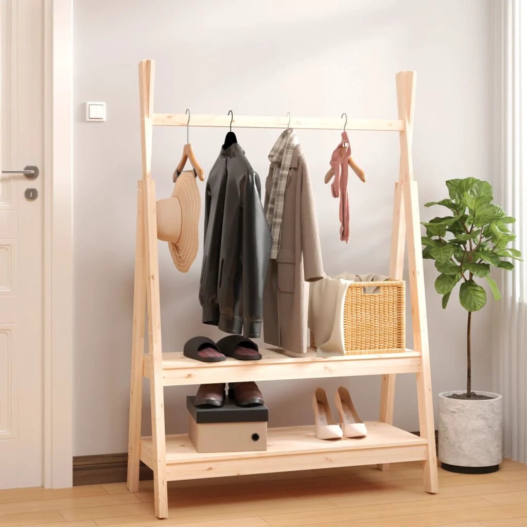 vidaXL VidaXL Clothes Rack 100x45.5x150 cm Solid Pine Home - Wardrobe