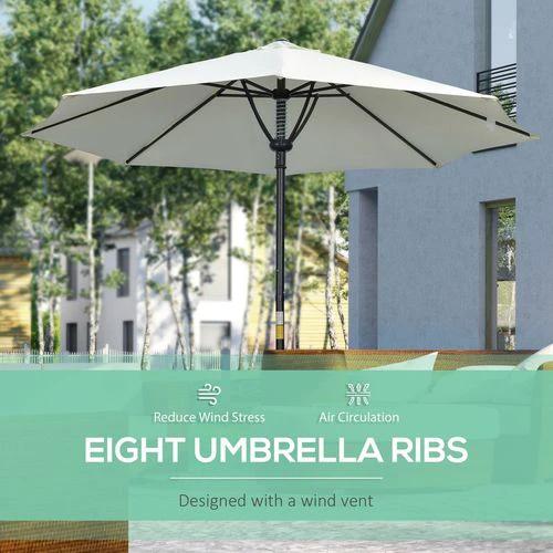 Outsunny Outsunny Outdoor Market Table Parasol Umbrella Sun Shade with 8 Ribs, Cream - Parasol
